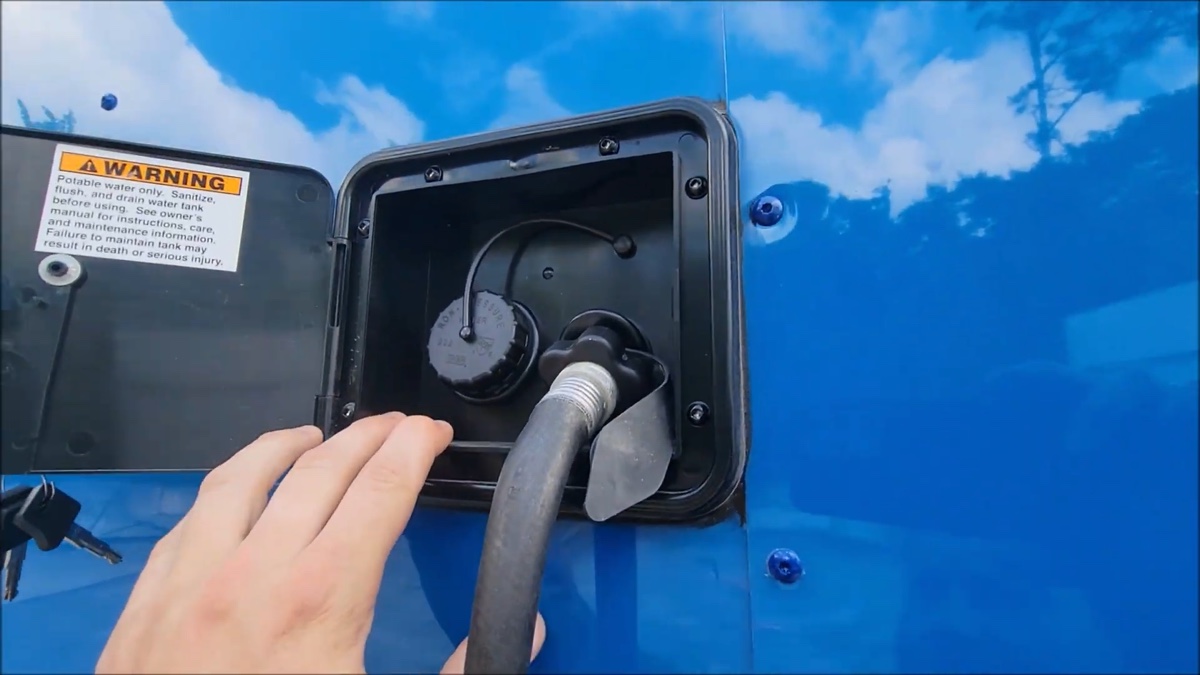 city water box open, both ports visible